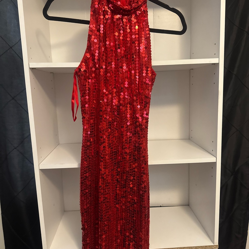 Red Sequin Sleeveless Dress